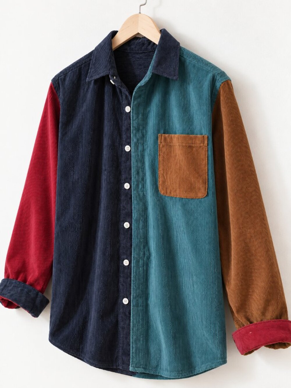 Corduroy Color-Block Button Shirt Men’s XL NWOT - Picture 3 of 4